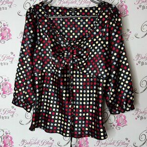 Belissimo New York top tie up belted Polka Dot Women's Top - Black, Red, White